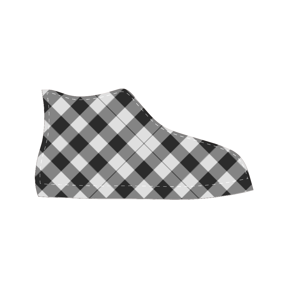 Black and White Tartan Plaid Women's Classic High Top Canvas Shoes (Model 017)