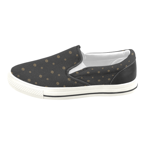 Golden Snowflakes On A Midnight Black Background Men's Unusual Slip-on Canvas Shoes (Model 019)