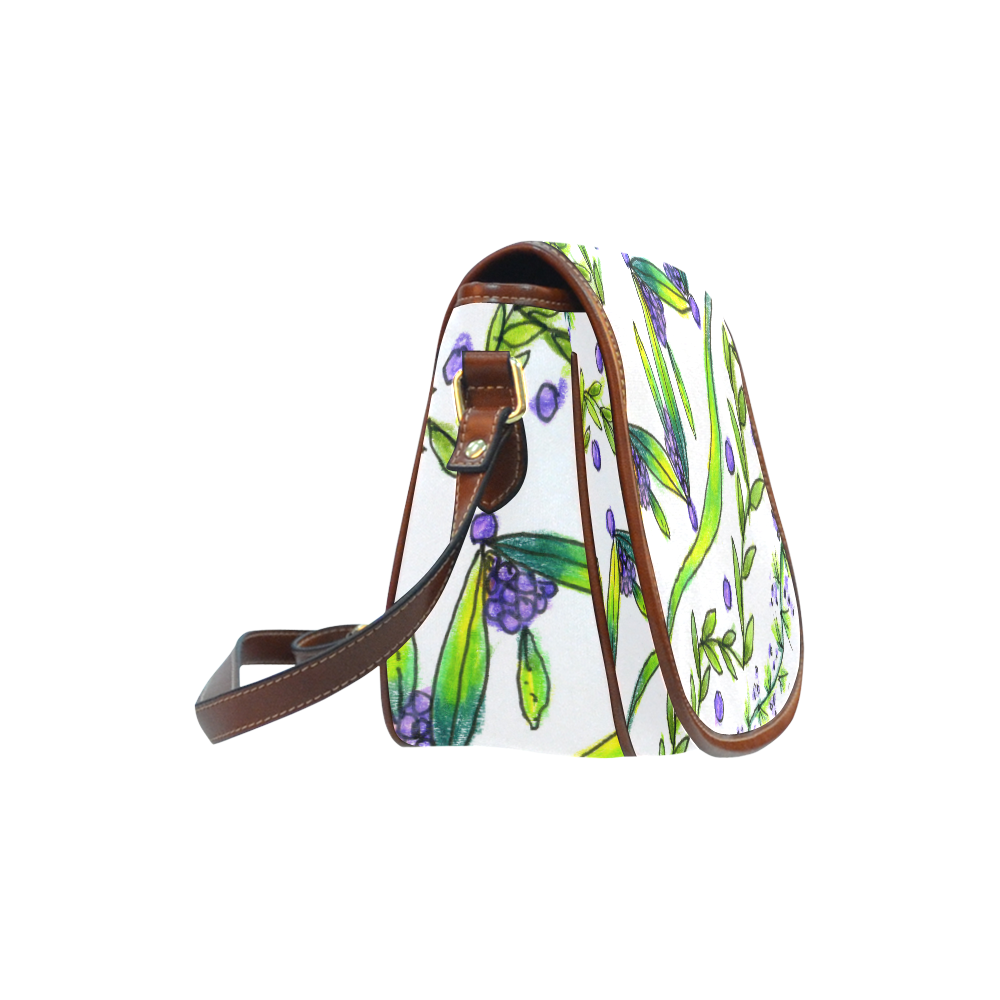Dancing Greeen, Purple Vines, Grapes Zendoodle Saddle Bag/Small (Model 1649) Full Customization