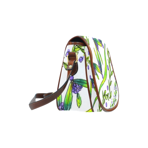 Dancing Greeen, Purple Vines, Grapes Zendoodle Saddle Bag/Small (Model 1649) Full Customization