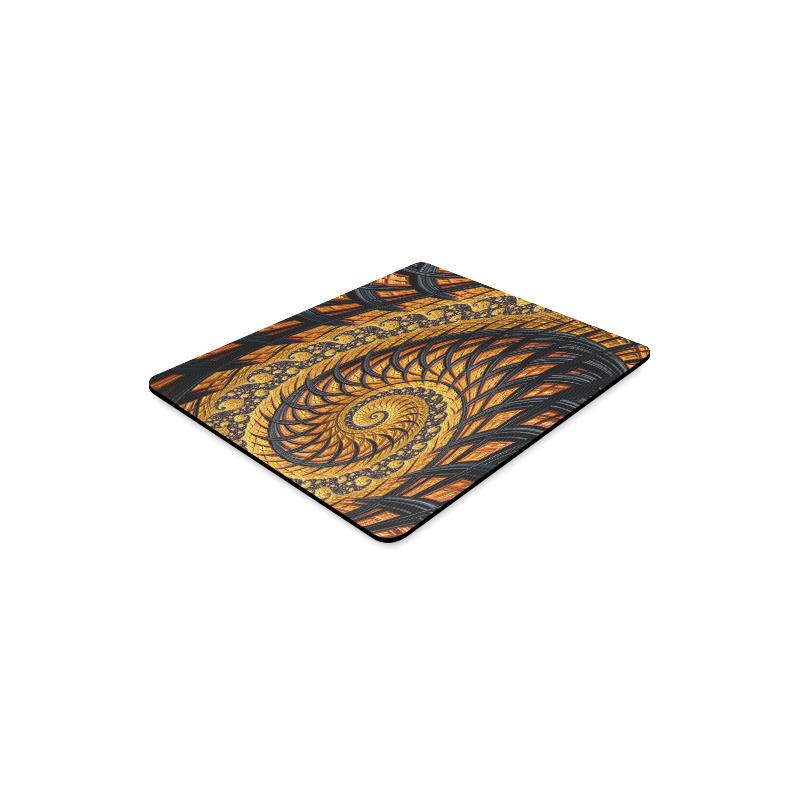 Spiral Yellow and Black Staircase Fractal Rectangle Mousepad