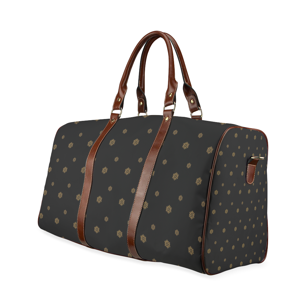 Golden Snowflakes On A Midnight Black Background Waterproof Travel Bag/Small (Model 1639)