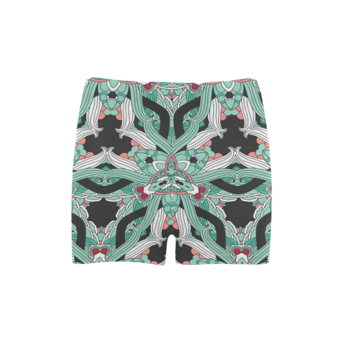 Zandine 0206 vintage green floral pattern Briseis Skinny Shorts (Model L04)