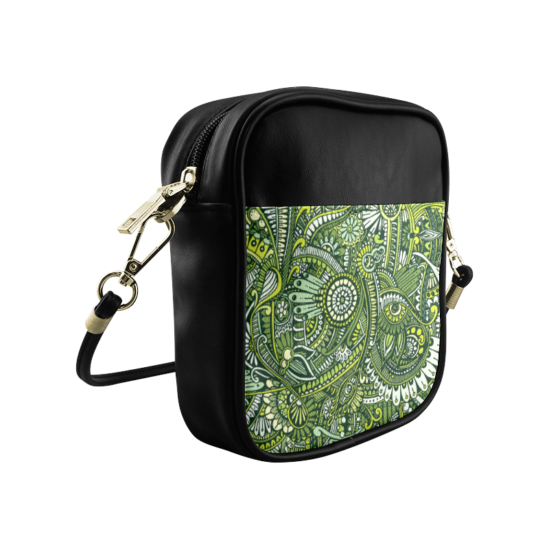 zz0105 green hippie flower whimsical pattern Sling Bag (Model 1627)