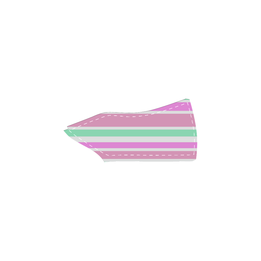 Pink Green Stripes Pattern Women's Unusual Slip-on Canvas Shoes (Model 019)