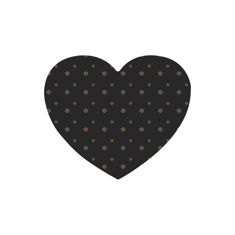 Golden Snowflakes On A Midnight Black Background Heart-shaped Mousepad