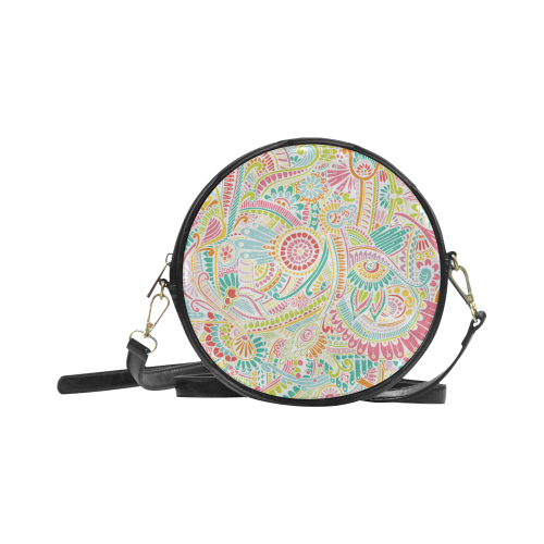 zz0101 pink hippie flower watercolor pattern Round Sling Bag (Model 1647)