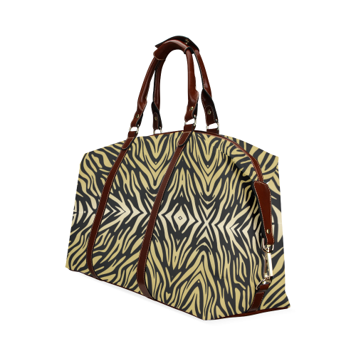 Gold and Black Zebra Print Pattern Classic Travel Bag (Model 1643)