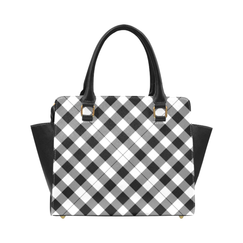 Black and White Tartan Plaid Classic Shoulder Handbag (Model 1653)