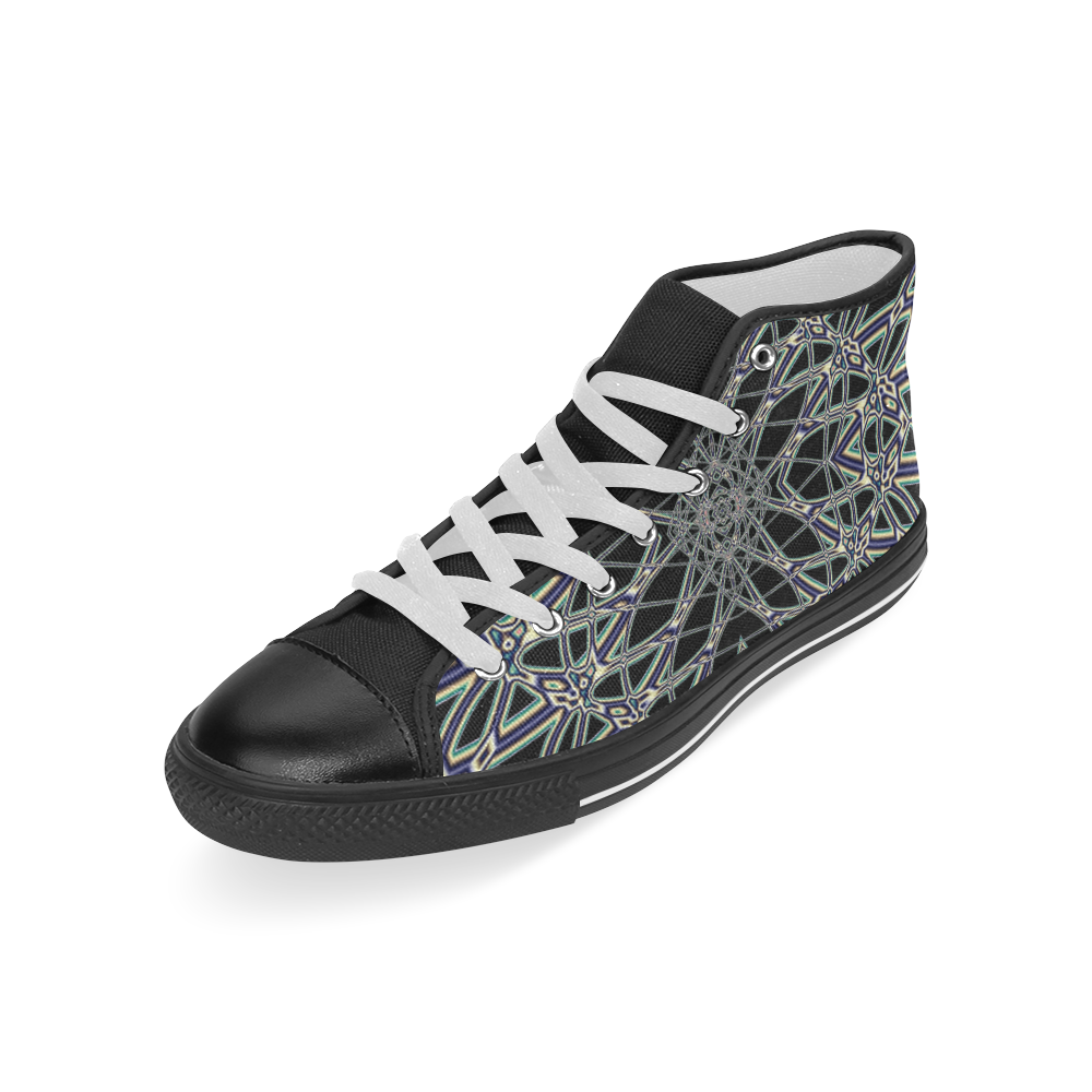 Fishnet Fractal Abstract Men’s Classic High Top Canvas Shoes (Model 017)