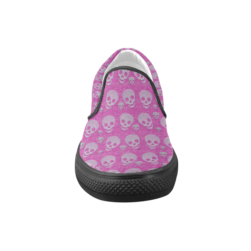 SKULLS PINKY Women's Unusual Slip-on Canvas Shoes (Model 019)