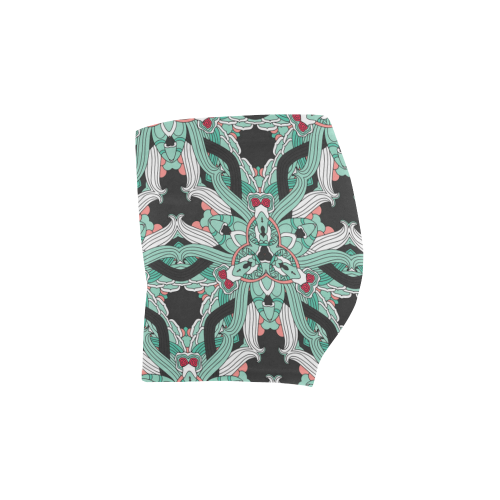 Zandine 0206 vintage green floral pattern Briseis Skinny Shorts (Model L04)
