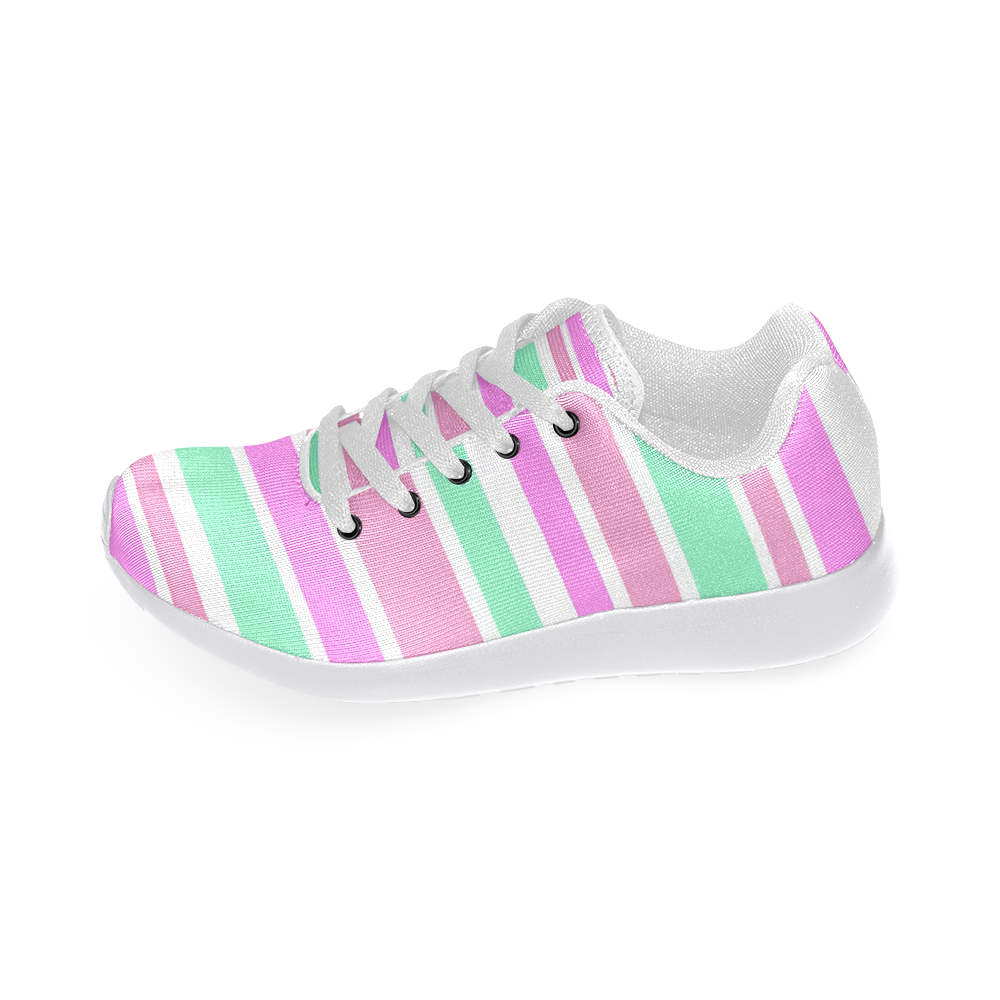 Pink Green Stripes Pattern Women’s Running Shoes (Model 020)