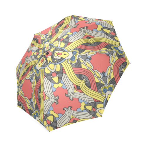 Zandine 0201 pink yellow vintage floral pattern Foldable Umbrella (Model U01)