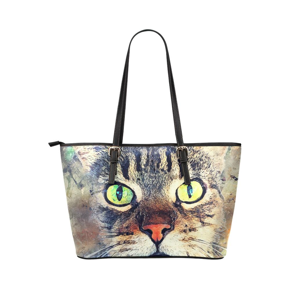 cat Leather Tote Bag/Large (Model 1651)