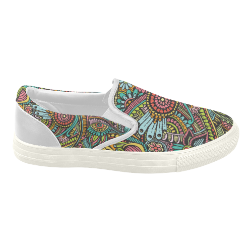 zz0103 floral hippie flower whimsical pattern Women's Slip-on Canvas Shoes (Model 019)