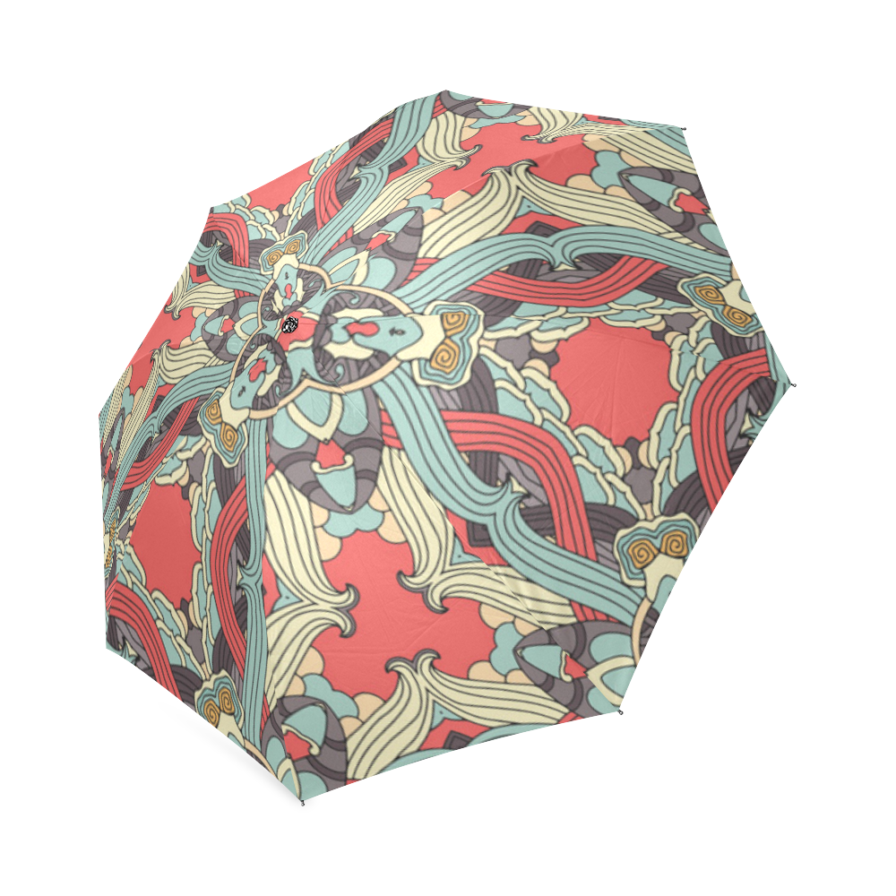 Zandine 0203 pink blue vintage floral pattern Foldable Umbrella (Model U01)