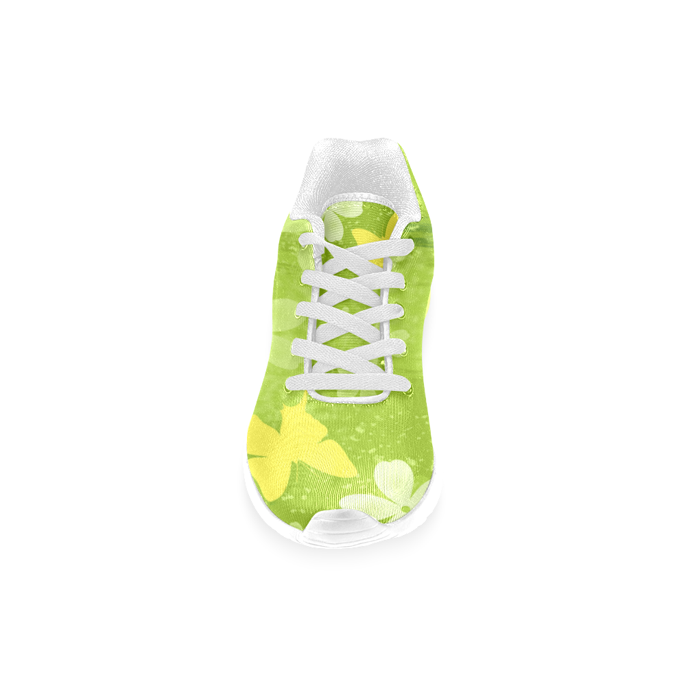 Green Jungle Flowers Painting Women’s Running Shoes (Model 020)