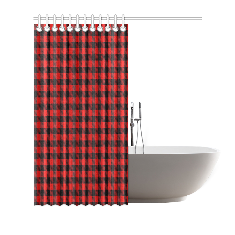 LUMBERJACK Squares Fabric - red black Shower Curtain 72"x72"