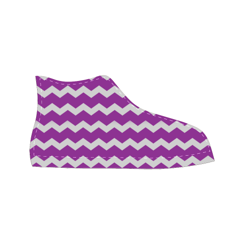 Modern Trendy Lilac Pastell Grey Zig Zag Pattern Chevron Women's Classic High Top Canvas Shoes (Model 017)