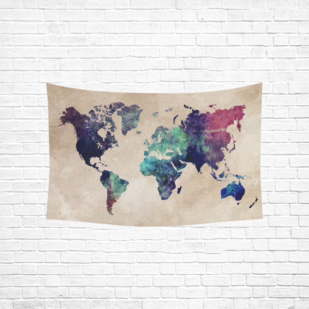 world map Cotton Linen Wall Tapestry 60"x 40"