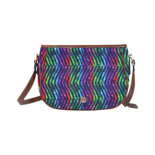 Colorful Oblique Lines Saddle Bag/Small (Model 1649) Full Customization