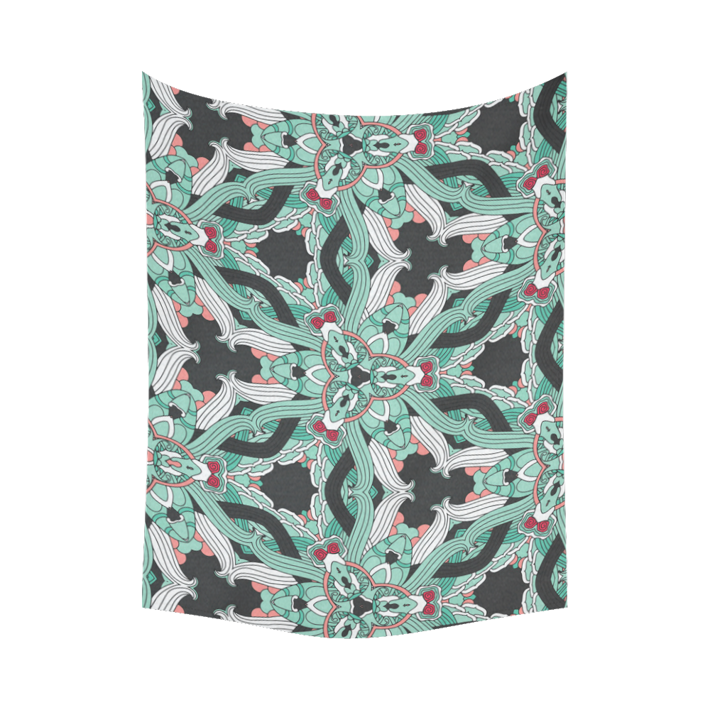 Zandine 0207 vintage green floral pattern Cotton Linen Wall Tapestry 80"x 60"