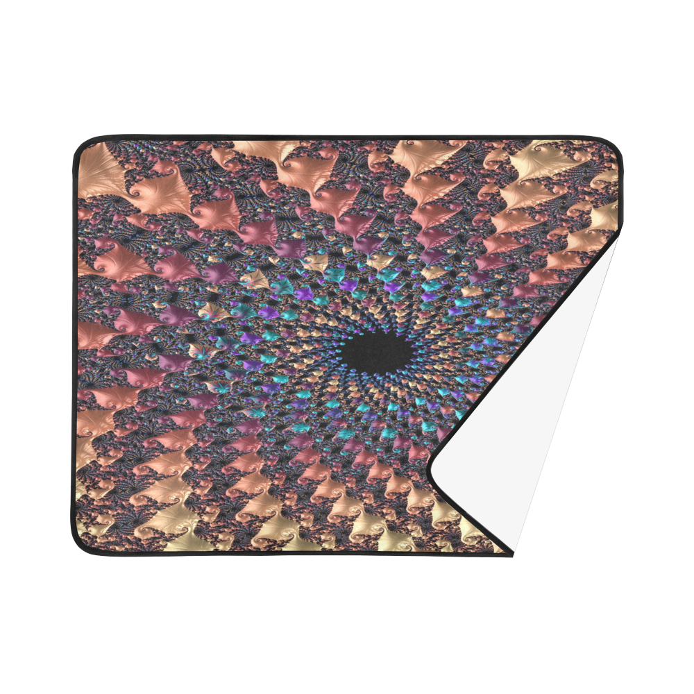 Time travel through this spiral fractal Beach Mat 78"x 60"
