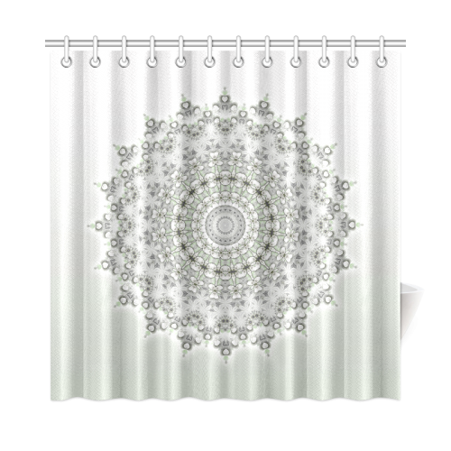 Kaleidoscope Fractal Mandala Grey Green Shower Curtain 72"x72"