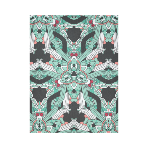 Zandine 0207 vintage green floral pattern Cotton Linen Wall Tapestry 60"x 80"