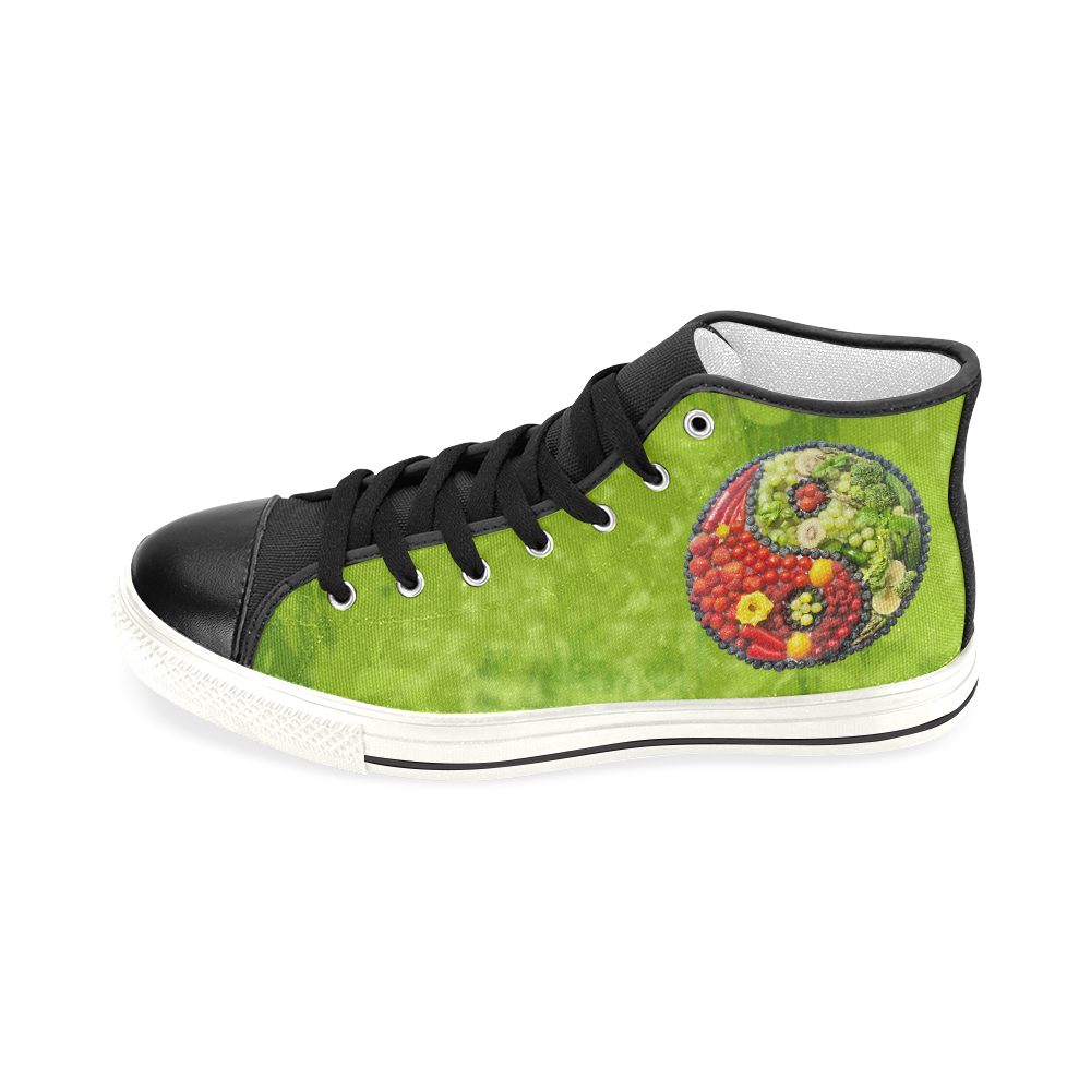 Yin Yang Vegan Fruits Vegetables Spirit Women's Classic High Top Canvas Shoes (Model 017)