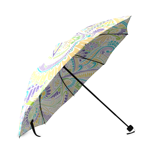 zz0104 purple green hippie flower pattern Foldable Umbrella (Model U01)