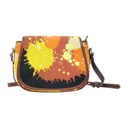 Summer Orange Yellow Splash Painting Saddle Bag/Small (Model 1649) Full Customization