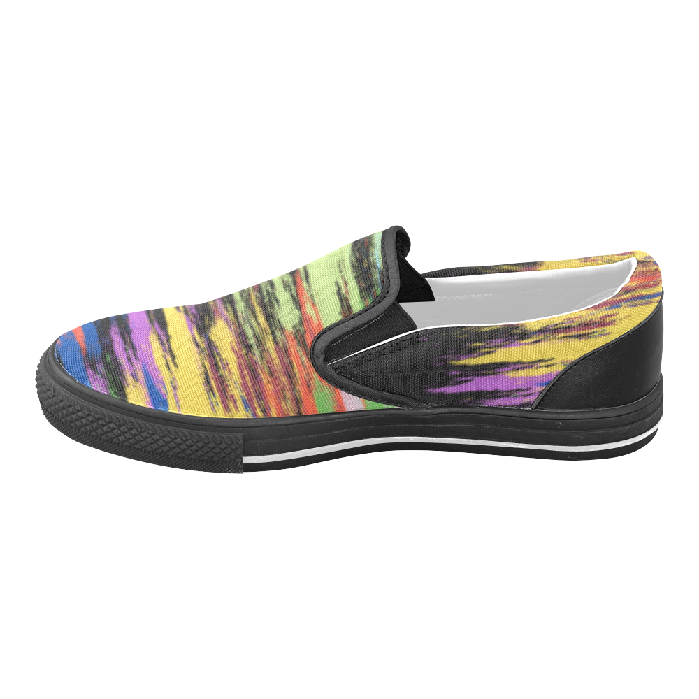Colorful Painting Women's Unusual Slip-on Canvas Shoes (Model 019)