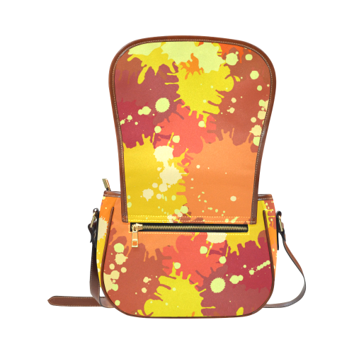 Summer Orange Yellow Splash Painting Saddle Bag/Small (Model 1649) Full Customization