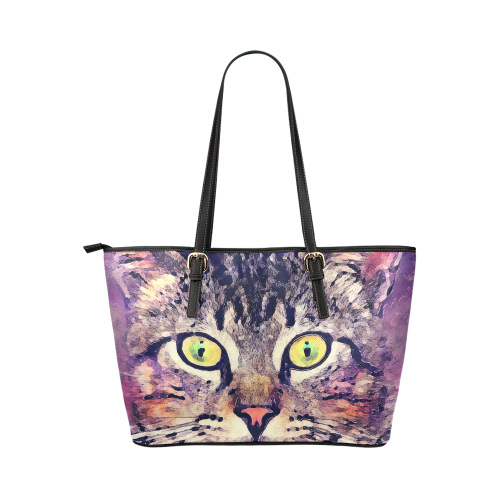 cat Leather Tote Bag/Large (Model 1651)