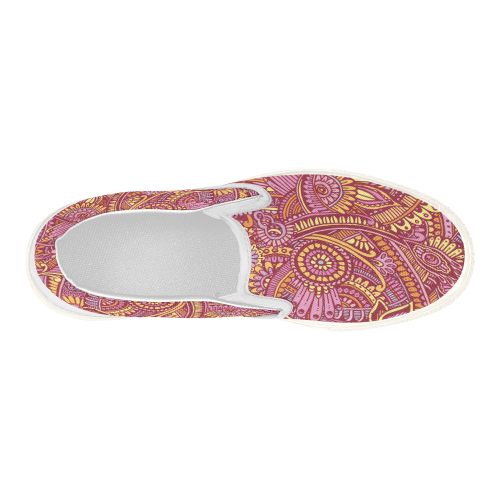 zz0106 floral pink hippie flower whimsical pattern Women's Slip-on Canvas Shoes (Model 019)