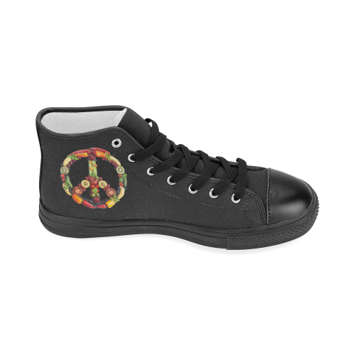 Peace Vegan Fruits Vegetables Symbol Women's Classic High Top Canvas Shoes (Model 017)