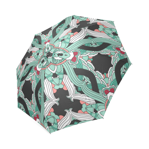 Zandine 0207 vintage green floral pattern Foldable Umbrella (Model U01)