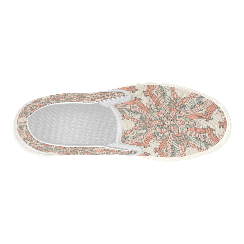 Zandine 0205 vintage floral pattern Women's Slip-on Canvas Shoes (Model 019)