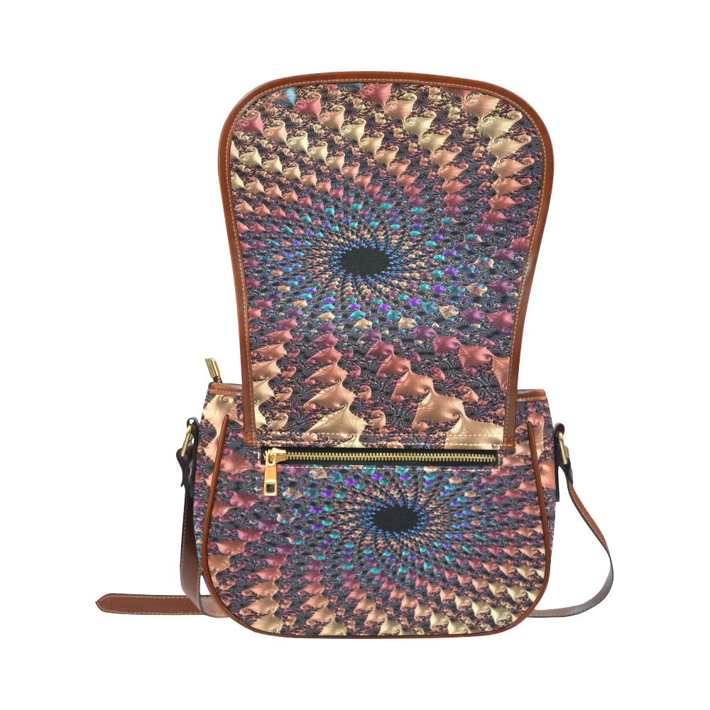 Time travel through this spiral fractal Saddle Bag/Small (Model 1649) Full Customization