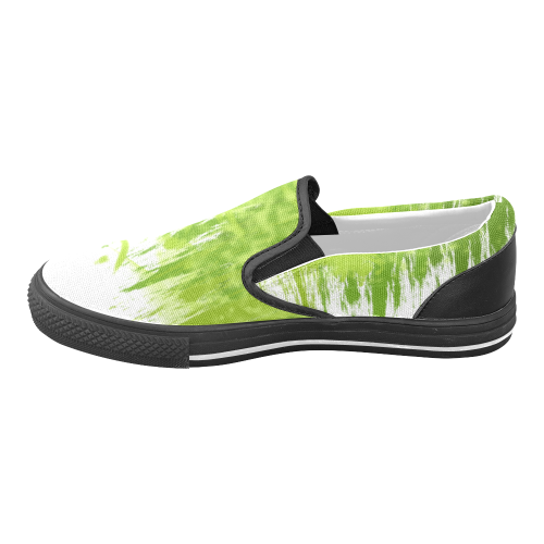 Spring Green Painting Design Women's Unusual Slip-on Canvas Shoes (Model 019)