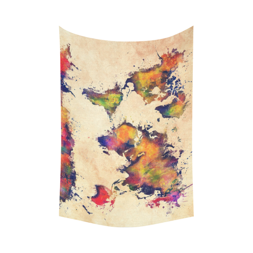 world map Cotton Linen Wall Tapestry 90"x 60"