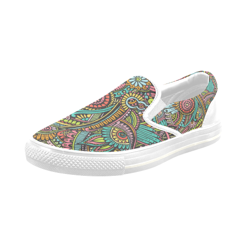 zz0103 floral hippie flower whimsical pattern Men's Slip-on Canvas Shoes (Model 019)