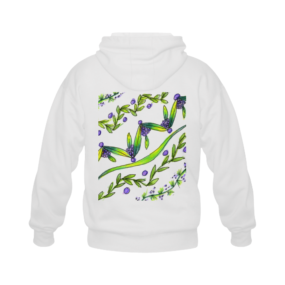 Dancing Greeen, Purple Vines, Grapes Zendoodle Gildan Full Zip Hooded Sweatshirt (Model H02)