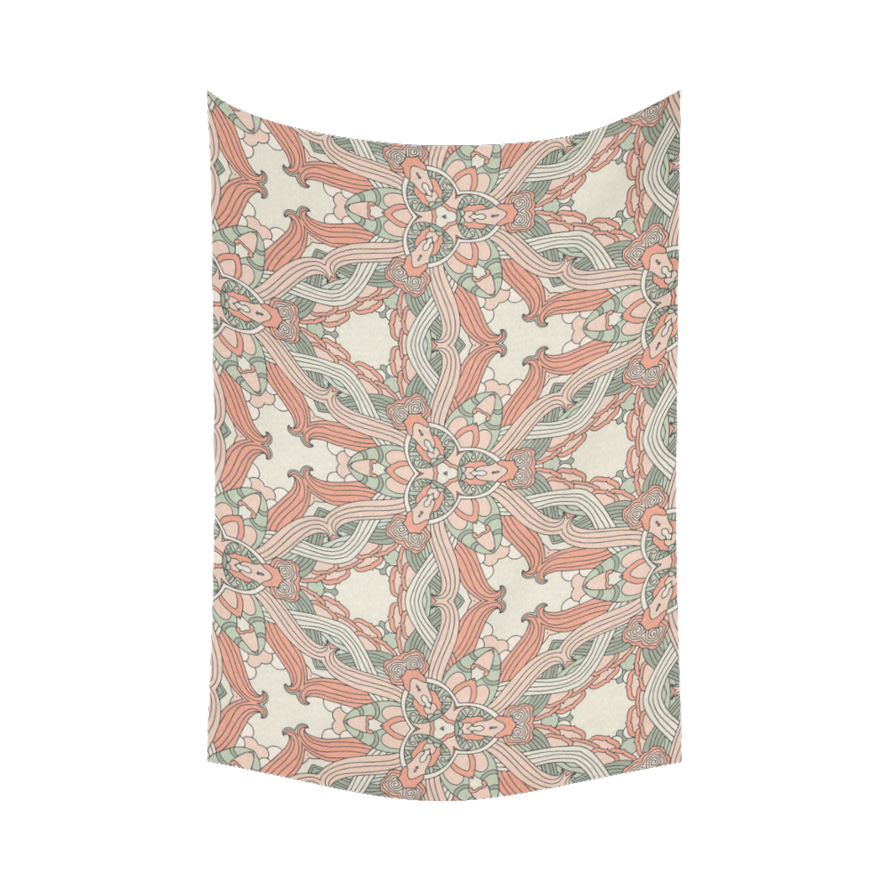 Zandine 0205 vintage floral pattern Cotton Linen Wall Tapestry 90"x 60"