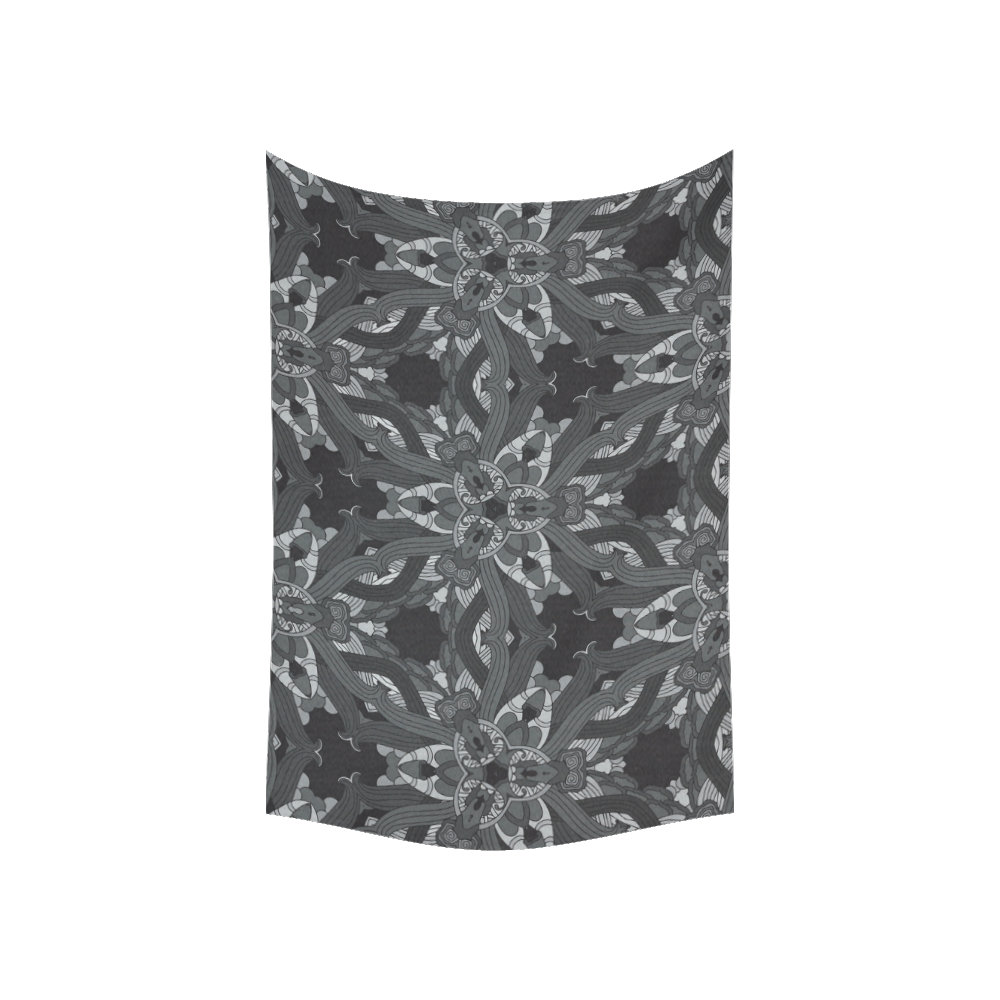 Zandine 0206 dark vintage floral pattern Cotton Linen Wall Tapestry 60"x 40"