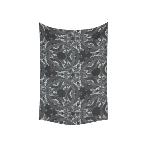 Zandine 0206 dark vintage floral pattern Cotton Linen Wall Tapestry 60"x 40"