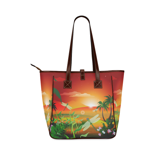 Cartoon fantasy world with dragonflies Classic Tote Bag (Model 1644)