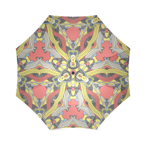 Zandine 0201 pink yellow vintage floral pattern Foldable Umbrella (Model U01)